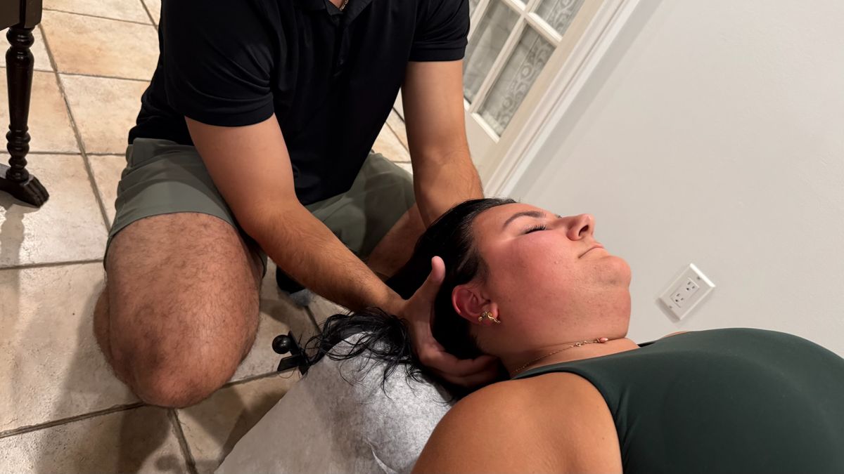 Soft tissue release of the muscles at the base of the skull for headaches